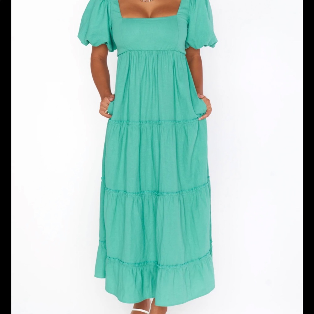 Like new! Show me your mumu Linds dress in Parakeet Linen